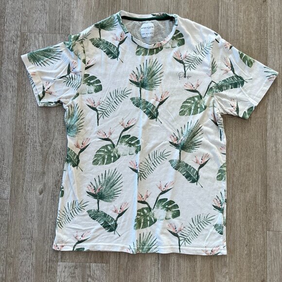 Mens Denim & Flower Floral White Tshirt - XL - Picture 1 of 5
